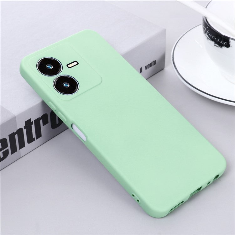 Flexible Liquid Silicone Phone Case for vivo Y22 4G / Y22s 4G, Thickening Design Soft Microfiber Lining Phone Cover - Green