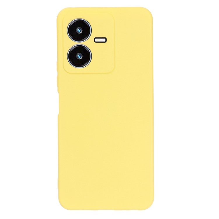 Flexible Liquid Silicone Phone Case for vivo Y22 4G / Y22s 4G, Thickening Design Soft Microfiber Lining Phone Cover - Yellow