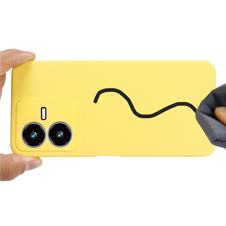 Flexible Liquid Silicone Phone Case for vivo Y22 4G / Y22s 4G, Thickening Design Soft Microfiber Lining Phone Cover - Yellow