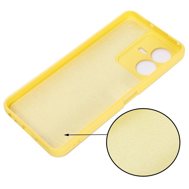 Flexible Liquid Silicone Phone Case for vivo Y22 4G / Y22s 4G, Thickening Design Soft Microfiber Lining Phone Cover - Yellow