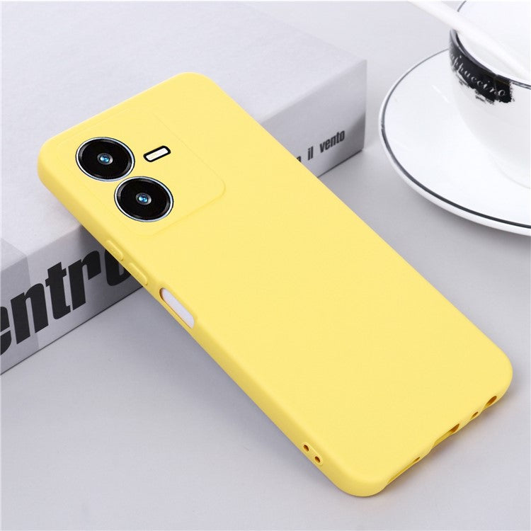 Flexible Liquid Silicone Phone Case for vivo Y22 4G / Y22s 4G, Thickening Design Soft Microfiber Lining Phone Cover - Yellow