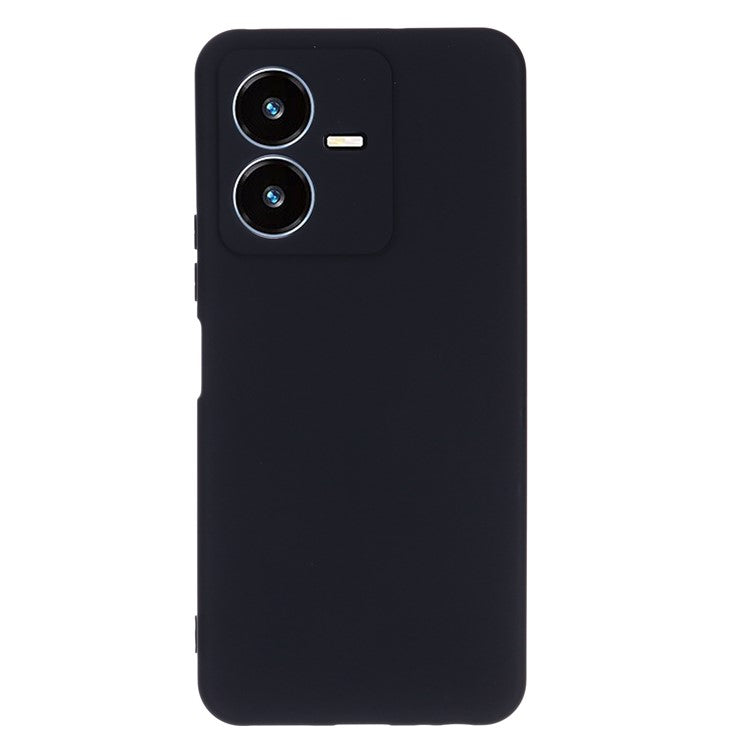 Flexible Liquid Silicone Phone Case for vivo Y22 4G / Y22s 4G, Thickening Design Soft Microfiber Lining Phone Cover - Black