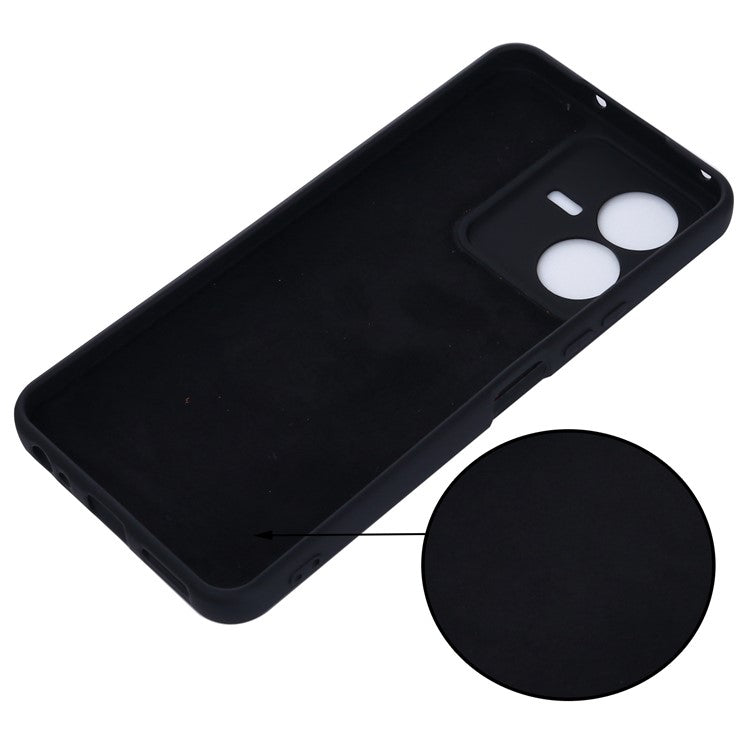 Flexible Liquid Silicone Phone Case for vivo Y22 4G / Y22s 4G, Thickening Design Soft Microfiber Lining Phone Cover - Black