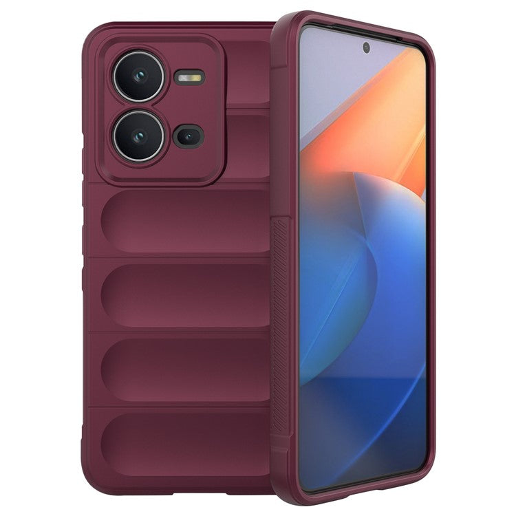 For vivo V25 5G Flexible TPU Mobile Phone Back Cover Scratch Proof Phone Protective Case - Wine Red