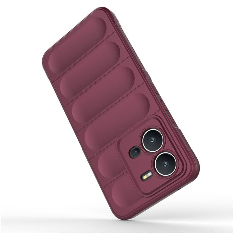 For vivo V25 5G Flexible TPU Mobile Phone Back Cover Scratch Proof Phone Protective Case - Wine Red