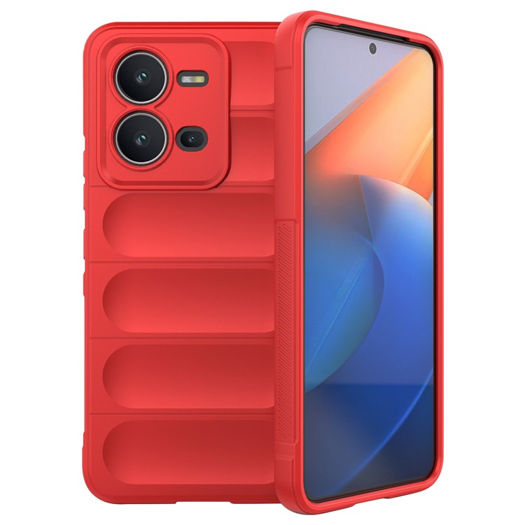 For vivo V25 5G Flexible TPU Mobile Phone Back Cover Scratch Proof Phone Protective Case - Red