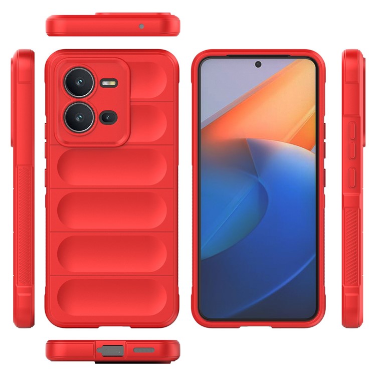 For vivo V25 5G Flexible TPU Mobile Phone Back Cover Scratch Proof Phone Protective Case - Red