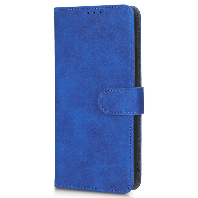 Shockproof Phone Cover For vivo V25 5G, Skin-touch Feeling PU Leather Wallet Phone Case Foldable Stand - Blue