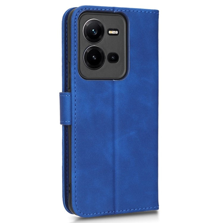 Shockproof Phone Cover For vivo V25 5G, Skin-touch Feeling PU Leather Wallet Phone Case Foldable Stand - Blue