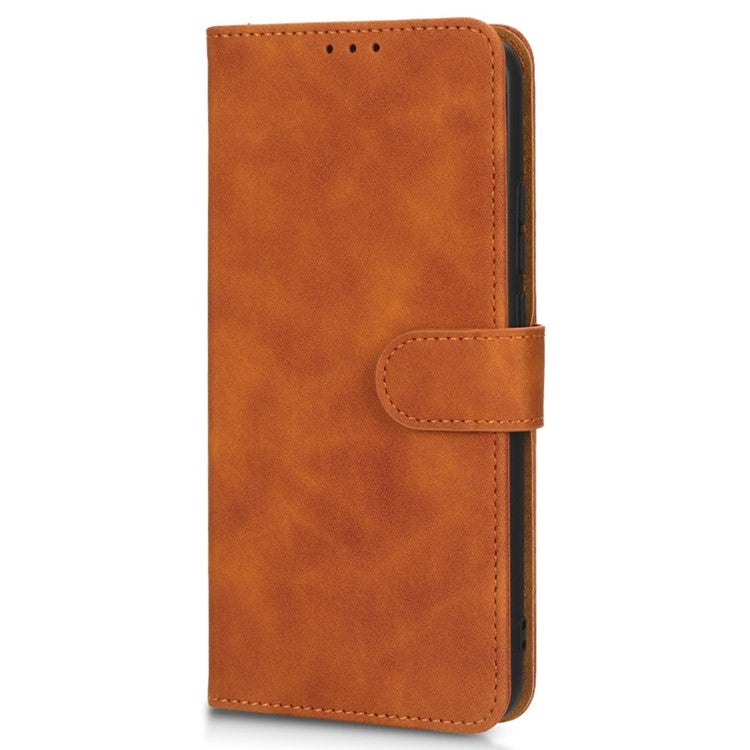 Shockproof Phone Cover For vivo V25 5G, Skin-touch Feeling PU Leather Wallet Phone Case Foldable Stand - Brown