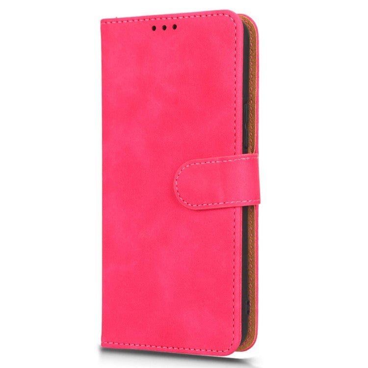 Shockproof Phone Cover For vivo V25 5G, Skin-touch Feeling PU Leather Wallet Phone Case Foldable Stand - Red