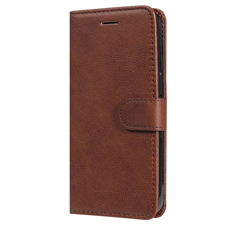 KT Leather Series-2 for vivo Y35 / Y22s 4G / Y22 4G PU Leather Solid Color Phone Case Stand Wallet Design Magnetic Shockproof Cover with Strap - Brown