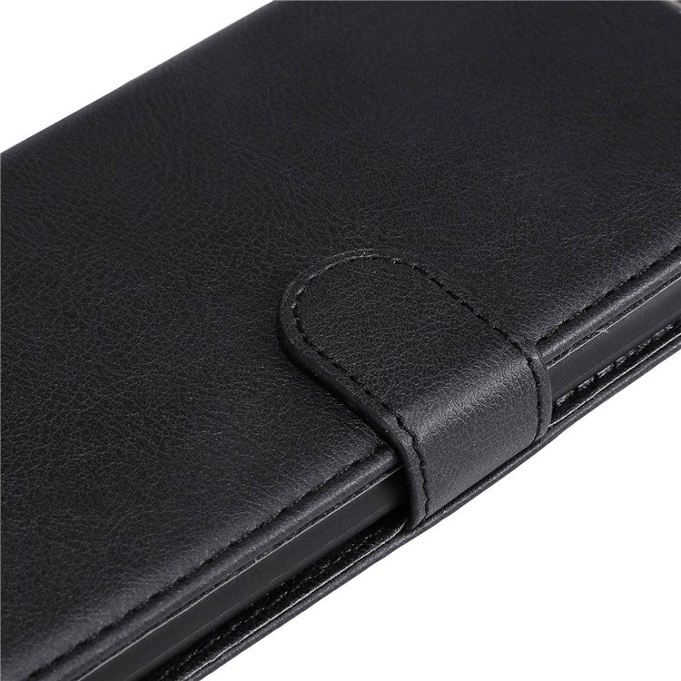 KT Leather Series-2 for vivo Y35 / Y22s 4G / Y22 4G PU Leather Solid Color Phone Case Stand Wallet Design Magnetic Shockproof Cover with Strap - Black