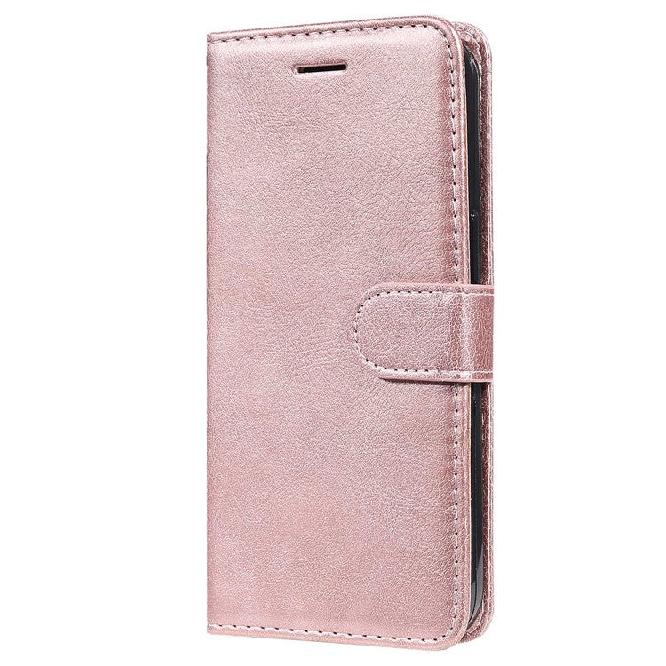 KT Leather Series-2 for vivo Y35 / Y22s 4G / Y22 4G PU Leather Solid Color Phone Case Stand Wallet Design Magnetic Shockproof Cover with Strap - Rose Gold