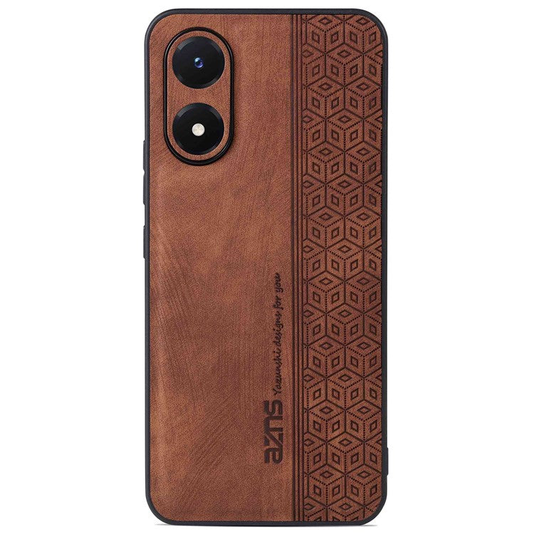 AZNS For vivo Y02s 4G / Y16 4G Imprinted Pattern Phone Case PU Leather Coated TPU Scratch-resistant Back Cover - Brown