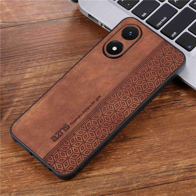 AZNS For vivo Y02s 4G / Y16 4G Imprinted Pattern Phone Case PU Leather Coated TPU Scratch-resistant Back Cover - Brown