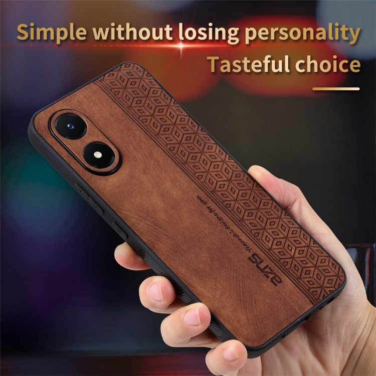 AZNS For vivo Y02s 4G / Y16 4G Imprinted Pattern Phone Case PU Leather Coated TPU Scratch-resistant Back Cover - Brown