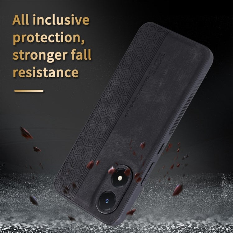 AZNS For vivo Y02s 4G / Y16 4G Imprinted Pattern Phone Case PU Leather Coated TPU Scratch-resistant Back Cover - Brown