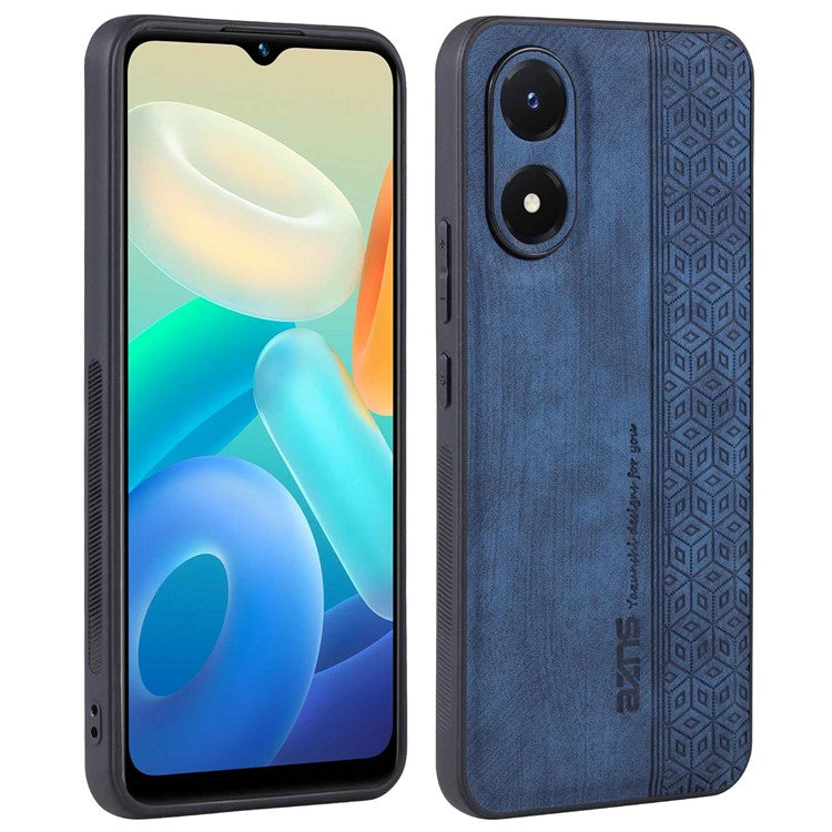 AZNS For vivo Y02s 4G / Y16 4G Imprinted Pattern Phone Case PU Leather Coated TPU Scratch-resistant Back Cover - Blue