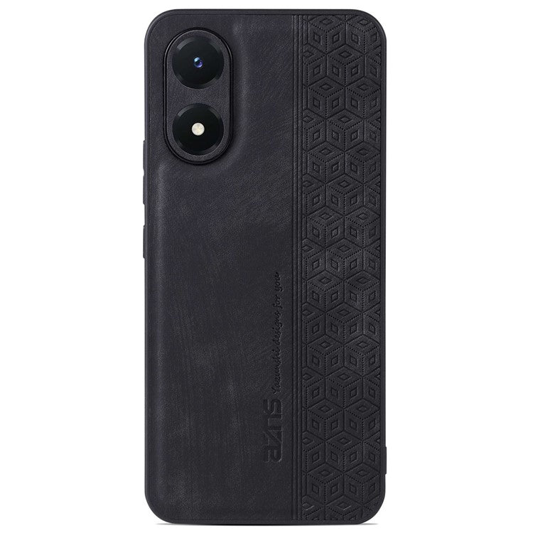 AZNS For vivo Y02s 4G / Y16 4G Imprinted Pattern Phone Case PU Leather Coated TPU Scratch-resistant Back Cover - Black