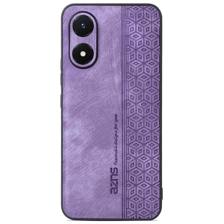 AZNS For vivo Y02s 4G / Y16 4G Imprinted Pattern Phone Case PU Leather Coated TPU Scratch-resistant Back Cover - Purple