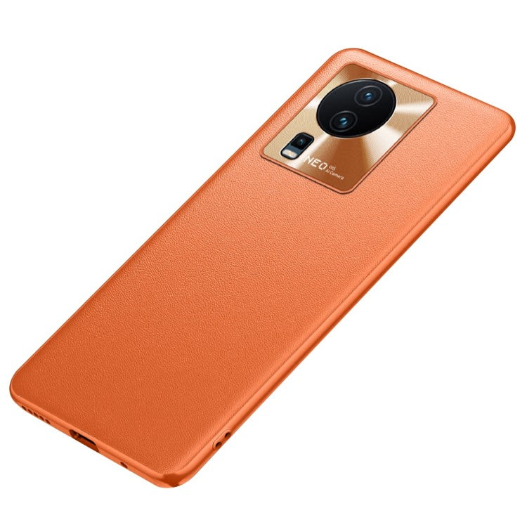 For vivo iQOO Neo7 5G PU Leather Coated TPU + PC Hybrid Case Bump Proof Protective Phone Cover - Orange