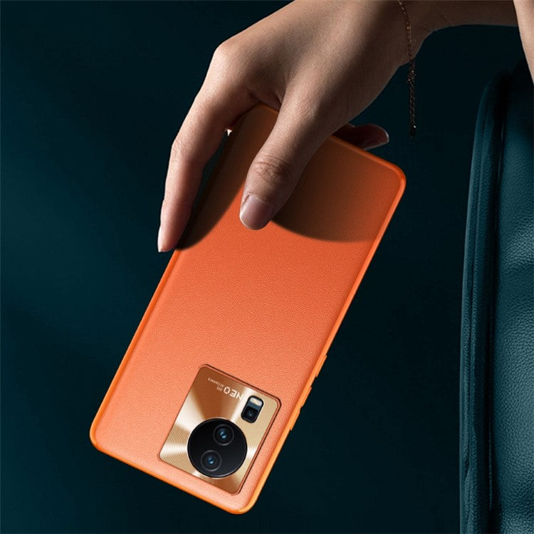 For vivo iQOO Neo7 5G PU Leather Coated TPU + PC Hybrid Case Bump Proof Protective Phone Cover - Orange