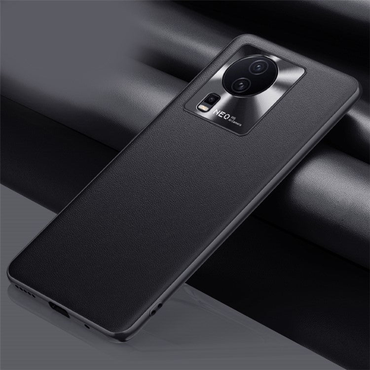 For vivo iQOO Neo7 5G PU Leather Coated TPU + PC Hybrid Case Bump Proof Protective Phone Cover - Black