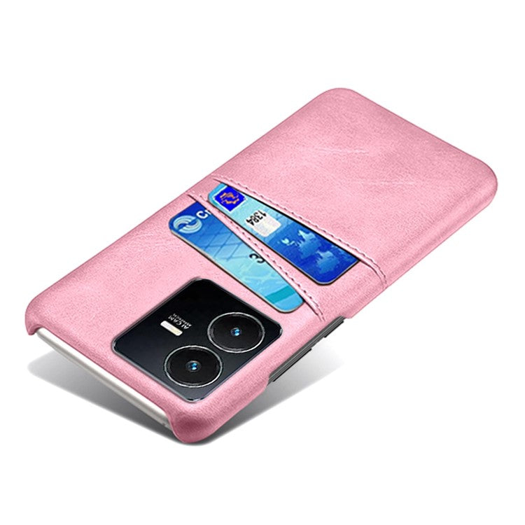 For vivo Y22s 4G / Y35 4G (2022) / Y22 4G Phone Case with Dual Card Slots, PU Leather Coated Hard PC Cover - Rose Gold