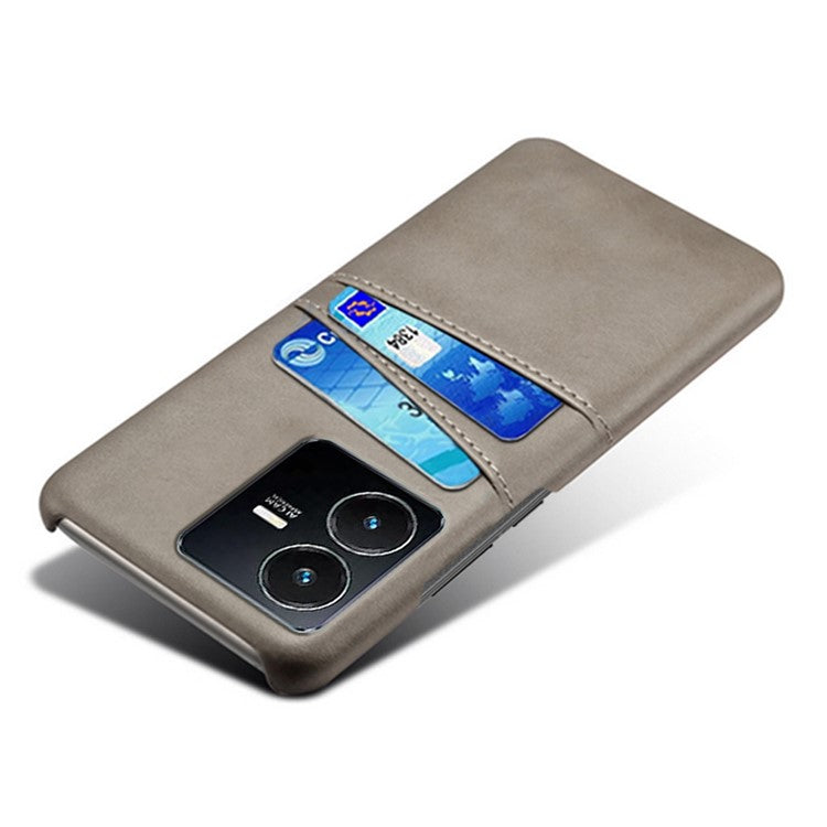 For vivo Y22s 4G / Y35 4G (2022) / Y22 4G Phone Case with Dual Card Slots, PU Leather Coated Hard PC Cover - Grey