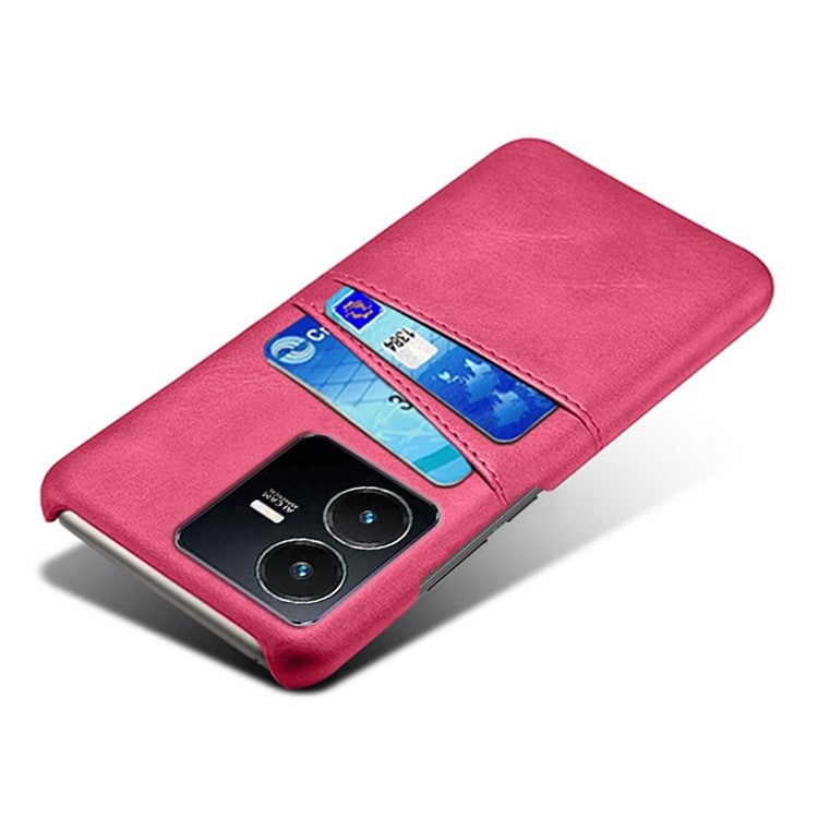 For vivo Y22s 4G / Y35 4G (2022) / Y22 4G Phone Case with Dual Card Slots, PU Leather Coated Hard PC Cover - Rose