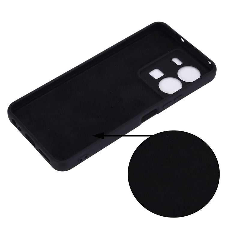 For vivo Y35 4G (2022) Liquid Silicone Cell Phone Case Anti-scratch Soft Lining Protective Cover with Strap - Black