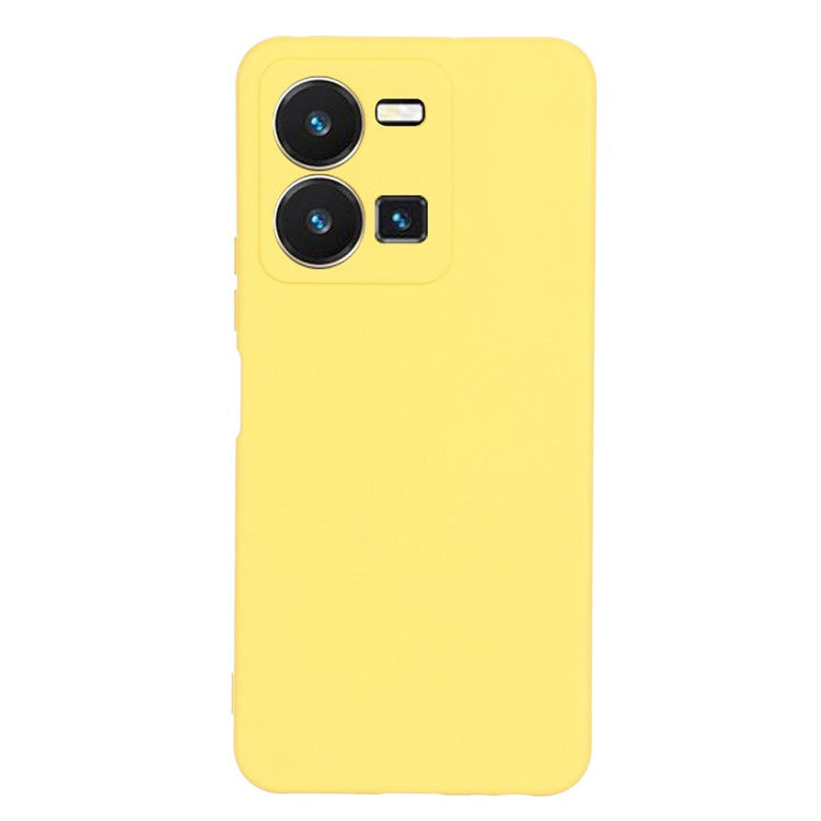 For vivo Y35 4G (2022) Liquid Silicone Cell Phone Case Anti-scratch Soft Lining Protective Cover with Strap - Yellow