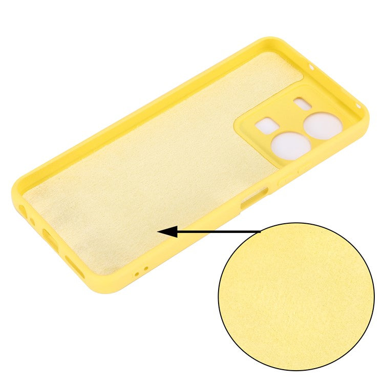 For vivo Y35 4G (2022) Liquid Silicone Cell Phone Case Anti-scratch Soft Lining Protective Cover with Strap - Yellow