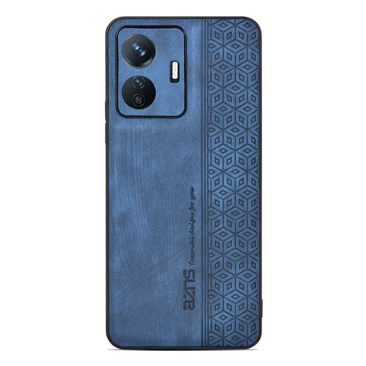 AZNS Shockproof Cell Phone Case For vivo Y77e 5G / Y77 5G Imprinted Pattern PU Leather Coated TPU Cover - Blue