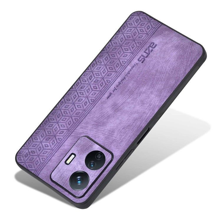 AZNS Shockproof Cell Phone Case For vivo Y77e 5G / Y77 5G Imprinted Pattern PU Leather Coated TPU Cover - Purple