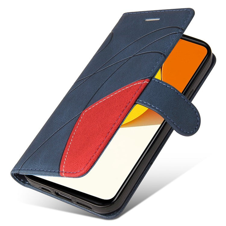 KT Leather Series-1 Phone Case for vivo Y35 / Y22s 4G / Y22 4G, Dual-color Splicing PU Leather+TPU Stand Wallet Cover - Blue