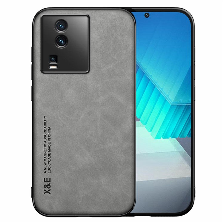 X&E Anti-fall Phone Cover For vivo iQOO Neo7 5G Skin-friendly Magnetic Phone Case with Built-in Metal Sheet - Grey