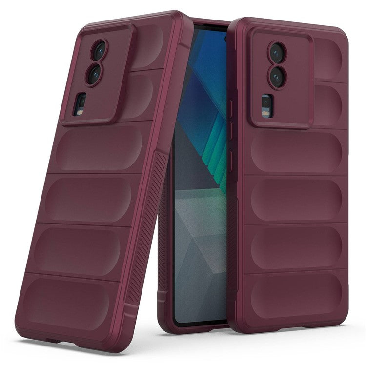 Phone Cover for vivo iQOO Neo7 5G, Soft TPU Protective Shell Cell Phone Back Protector Case - Wine Red