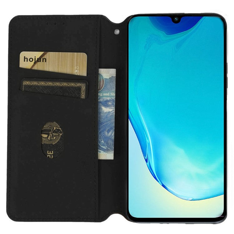 Phone Cover for vivo V25 5G / V25e 4G / X80 Lite 5G Bump Proof Rhombus Pattern Imprinted Magnetic PU Leather Flip Wallet Case Stand - Black