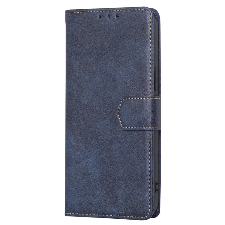 For vivo Y16 4G / Y02s 4G Cowhide Texture PU Leather Horizontal Stand Wallet Case RFID Blocking Magnetic Clasp Protective Cover - Blue