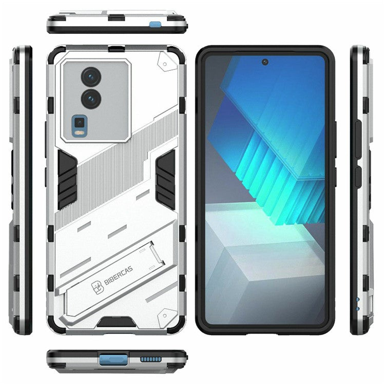 Hard PC Soft TPU Case for vivo iQOO Neo7 5G Protective Case Kickstand Cell Phone Cover - White