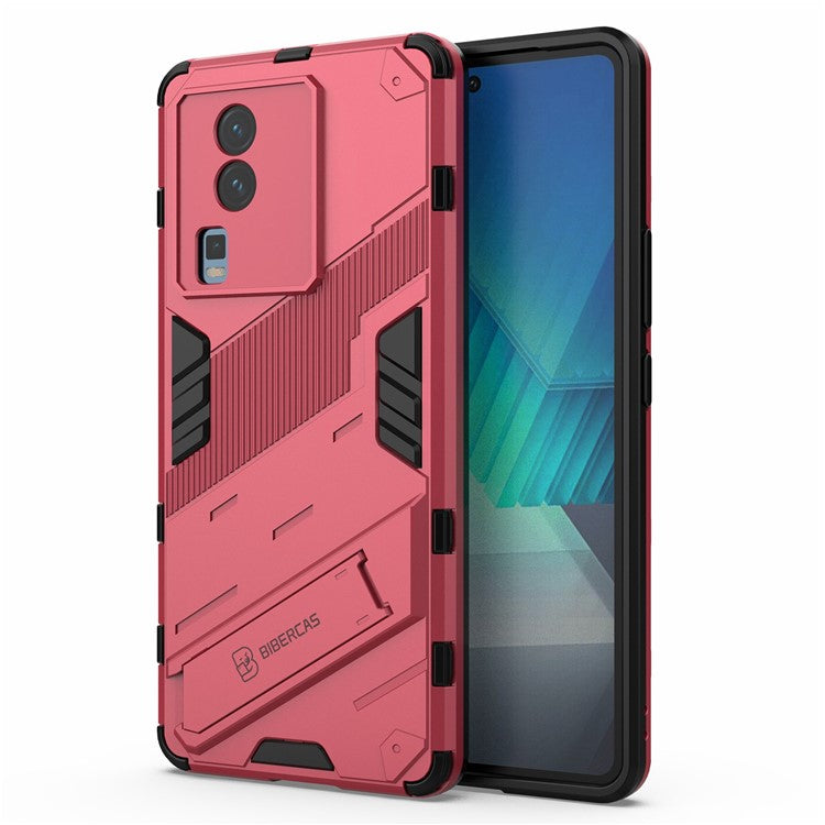 Hard PC Soft TPU Case for vivo iQOO Neo7 5G Protective Case Kickstand Cell Phone Cover - Rose