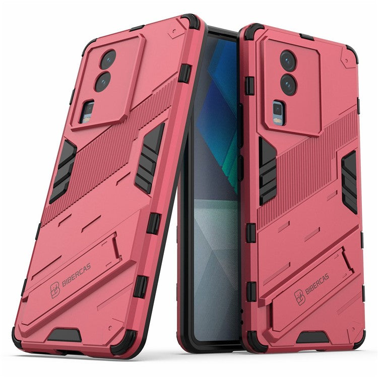 Hard PC Soft TPU Case for vivo iQOO Neo7 5G Protective Case Kickstand Cell Phone Cover - Rose