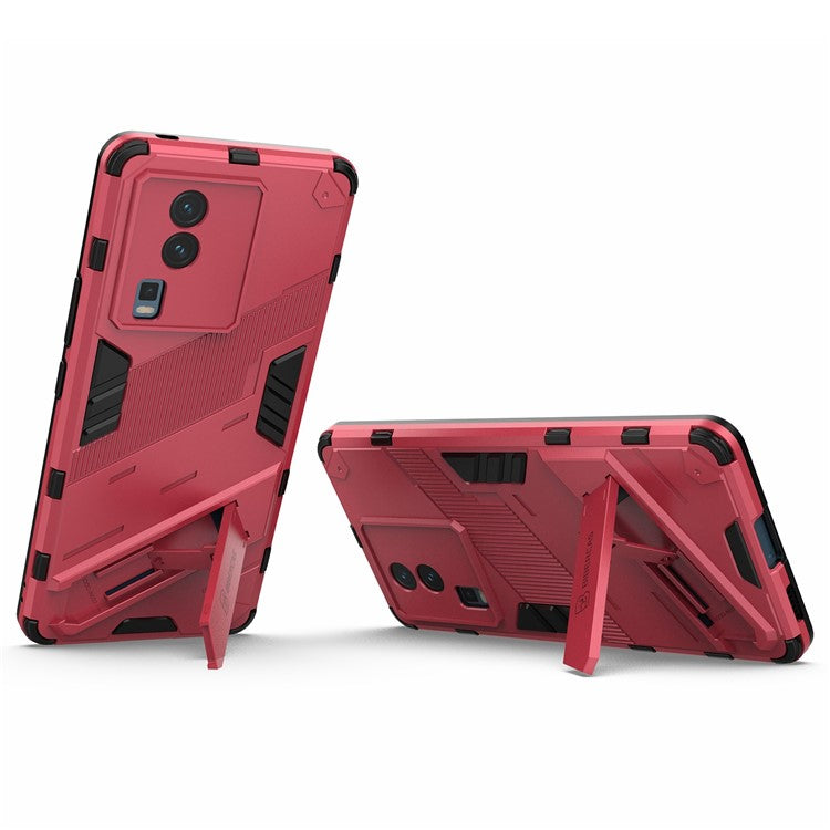 Hard PC Soft TPU Case for vivo iQOO Neo7 5G Protective Case Kickstand Cell Phone Cover - Rose