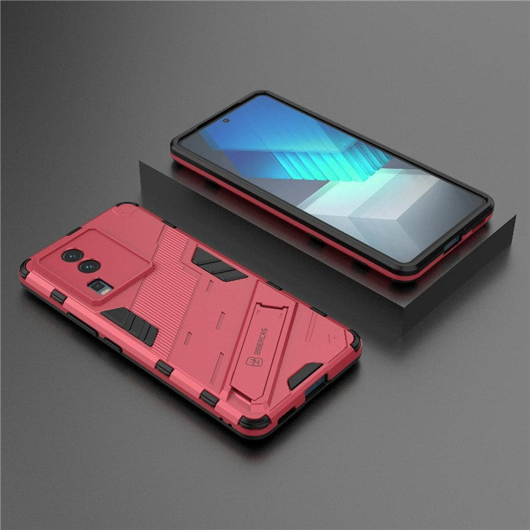 Hard PC Soft TPU Case for vivo iQOO Neo7 5G Protective Case Kickstand Cell Phone Cover - Rose