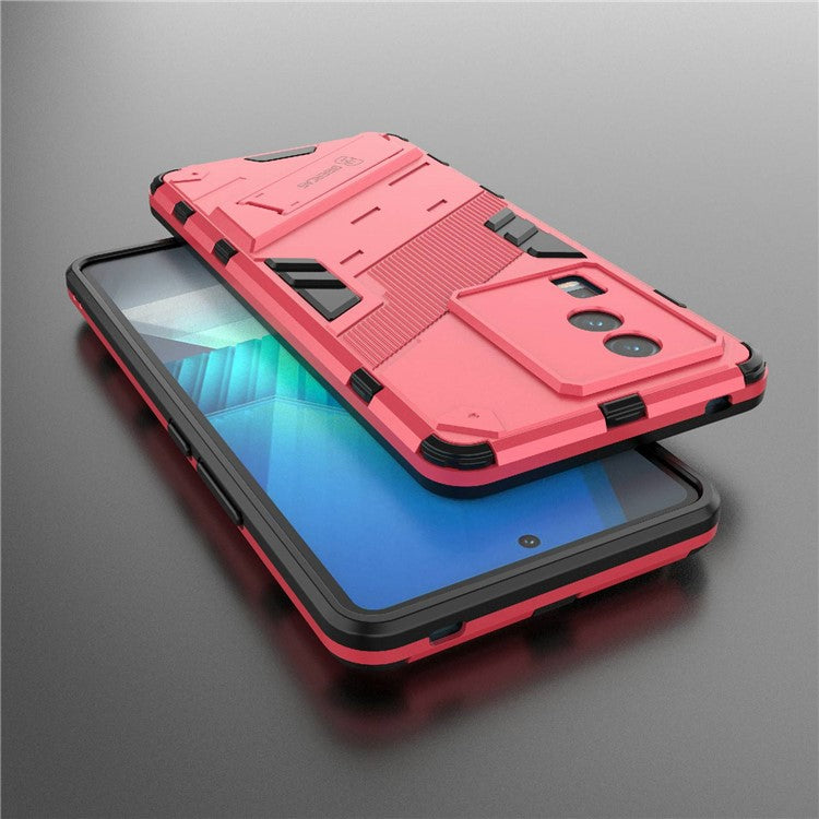 Hard PC Soft TPU Case for vivo iQOO Neo7 5G Protective Case Kickstand Cell Phone Cover - Rose