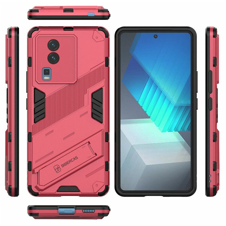 Hard PC Soft TPU Case for vivo iQOO Neo7 5G Protective Case Kickstand Cell Phone Cover - Rose