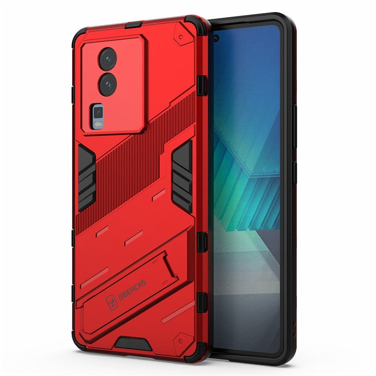 Hard PC Soft TPU Case for vivo iQOO Neo7 5G Protective Case Kickstand Cell Phone Cover - Red