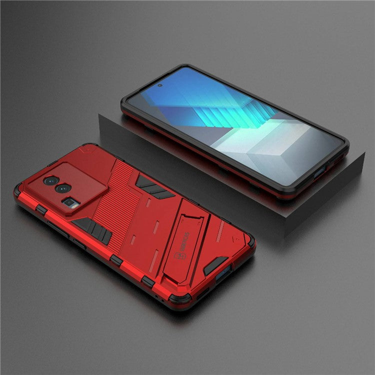 Hard PC Soft TPU Case for vivo iQOO Neo7 5G Protective Case Kickstand Cell Phone Cover - Red